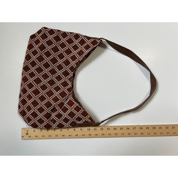 Gold Coast Brown White Checker Square Grid Print Shoulder Bag - Picture 4 of 8